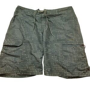 SIMMS‎ Mens Fishing Shorts Cargo Pockets Gray Patterned